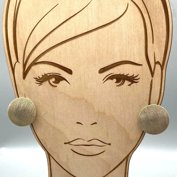 Textured Metal Dome Button Earrings, Vintage Clip On Minimalist Fashion - Picture 1 of 5